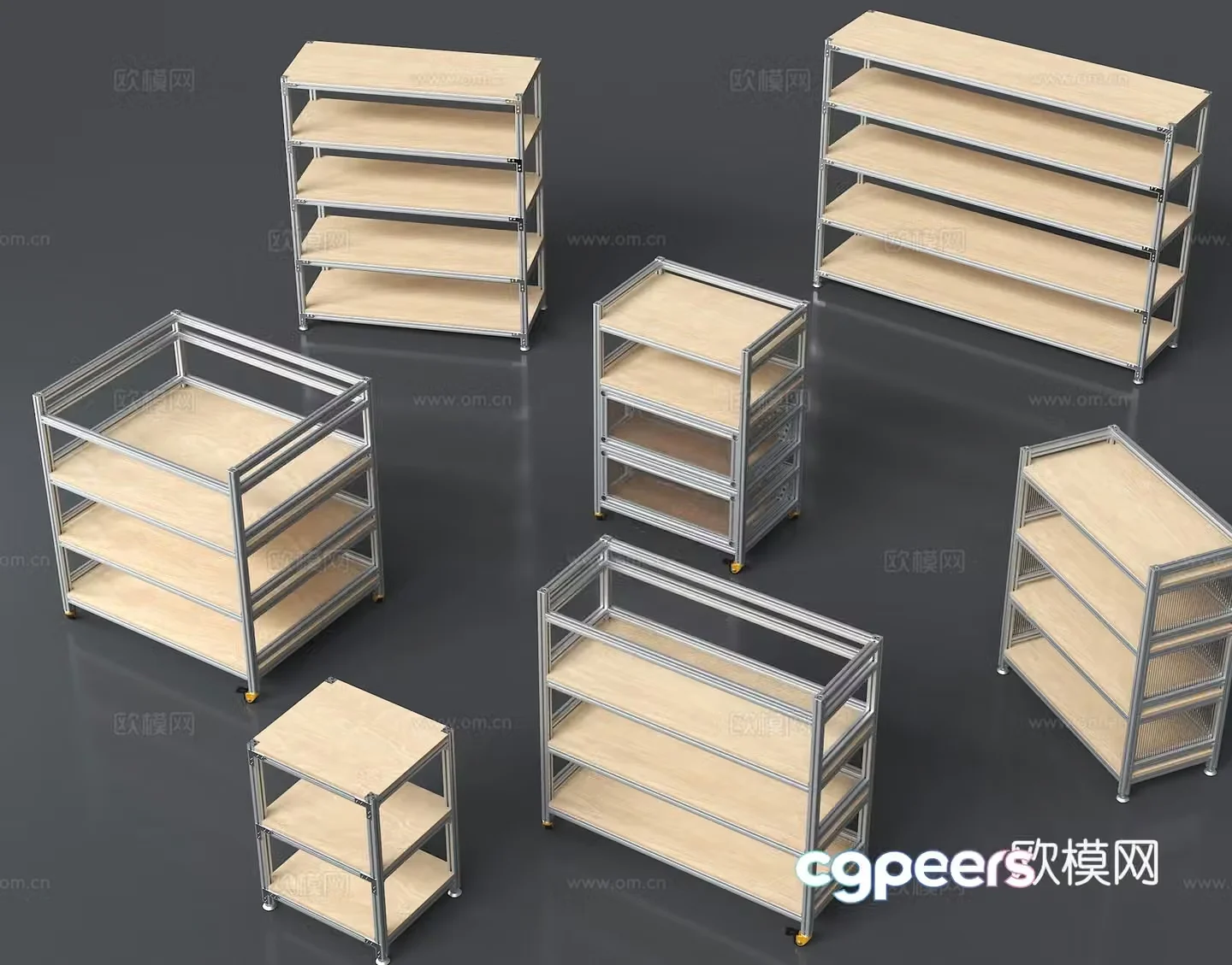 Modern aluminum profile rack Industrial style aluminum profile tool cabinet Aluminum profile operating table Aluminum profile 3D model