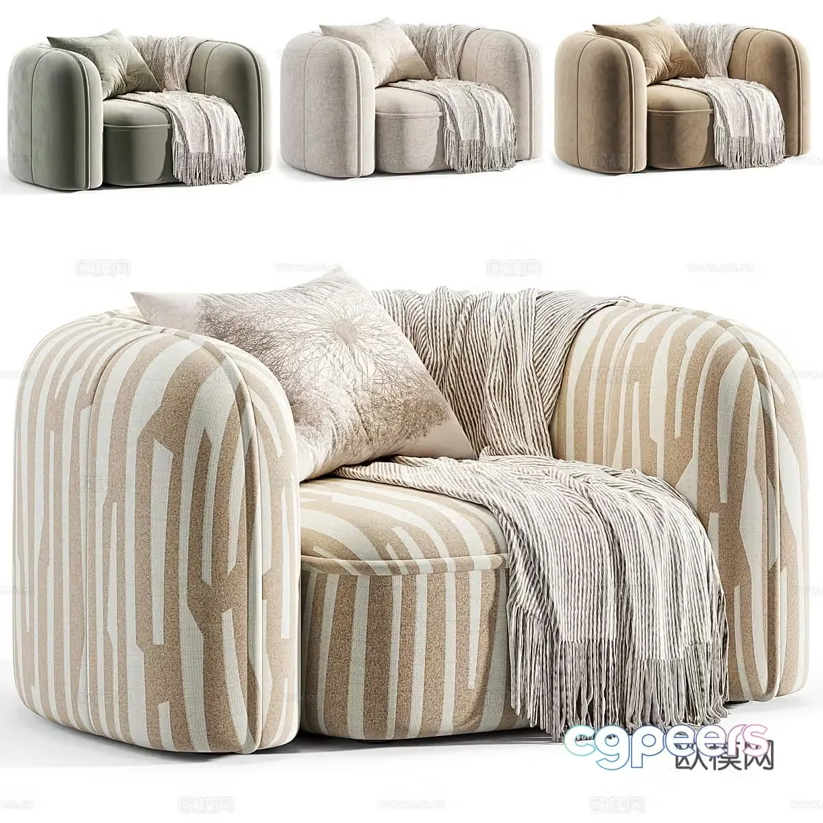 Modern Cream Style Luzaro Royalty Casual Sofa 3D Model