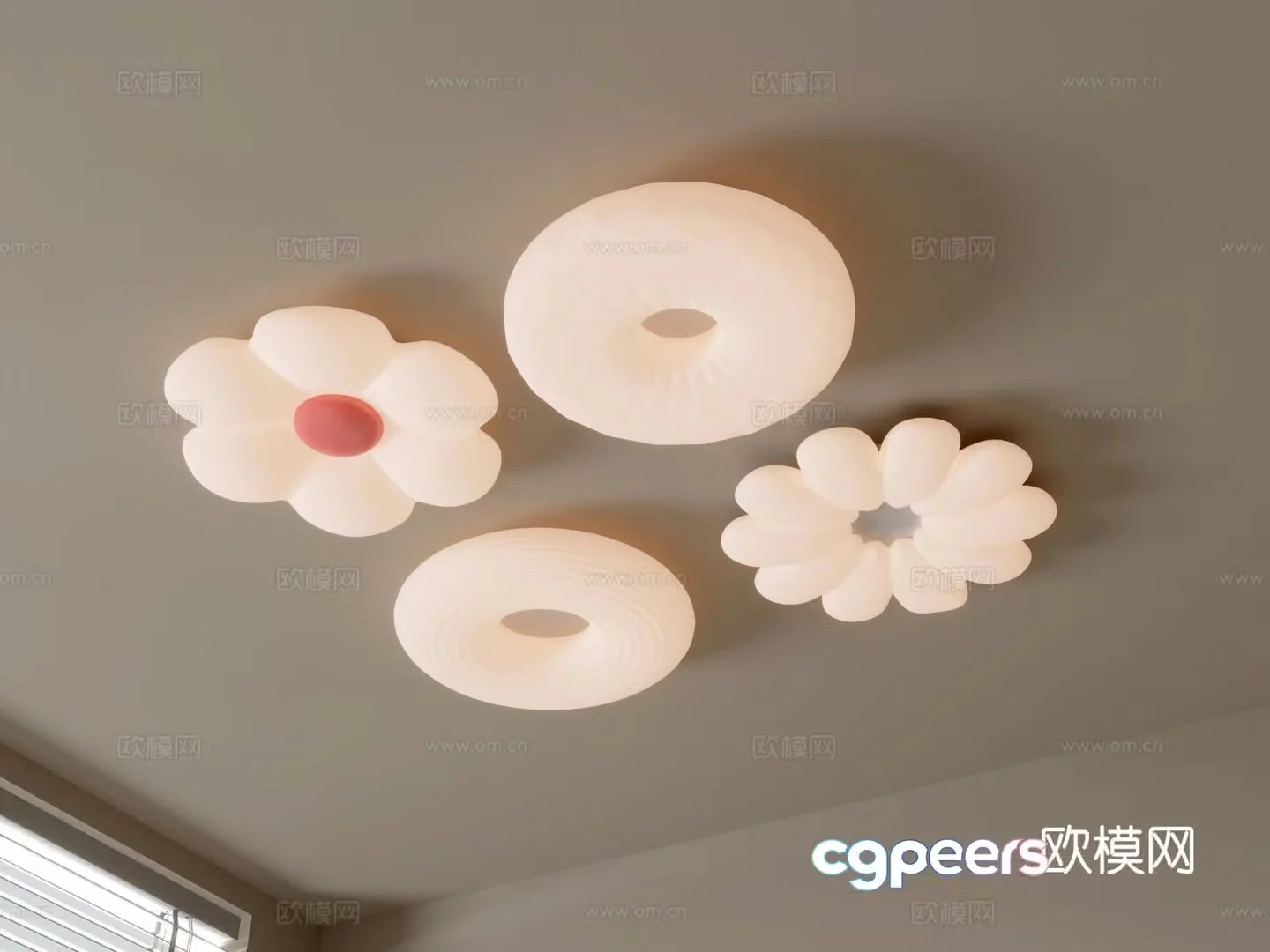 Cream style ceiling lamp bedroom lamp 3d model