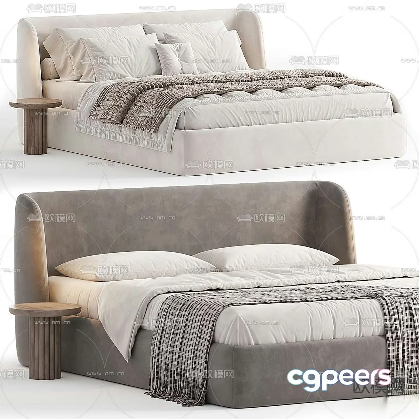 Modern double bed 3d model