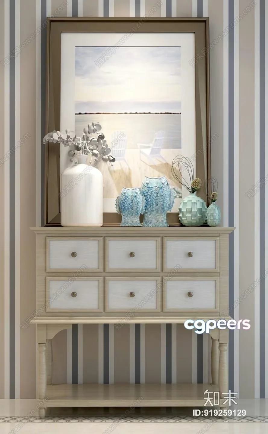 Cozy Dresser With Decor 3D Model – 3303 – VRAY Render