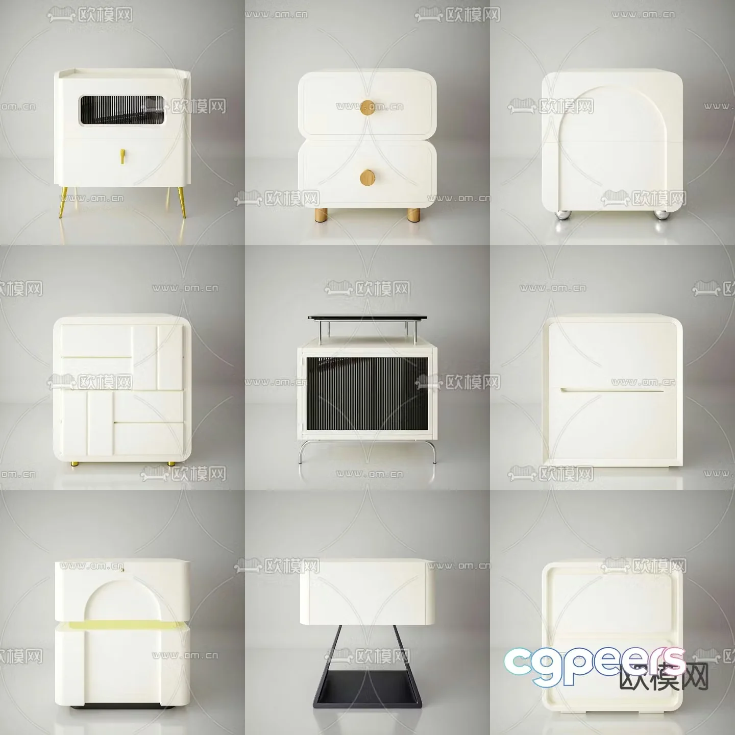 Cream style bedside table 3d model