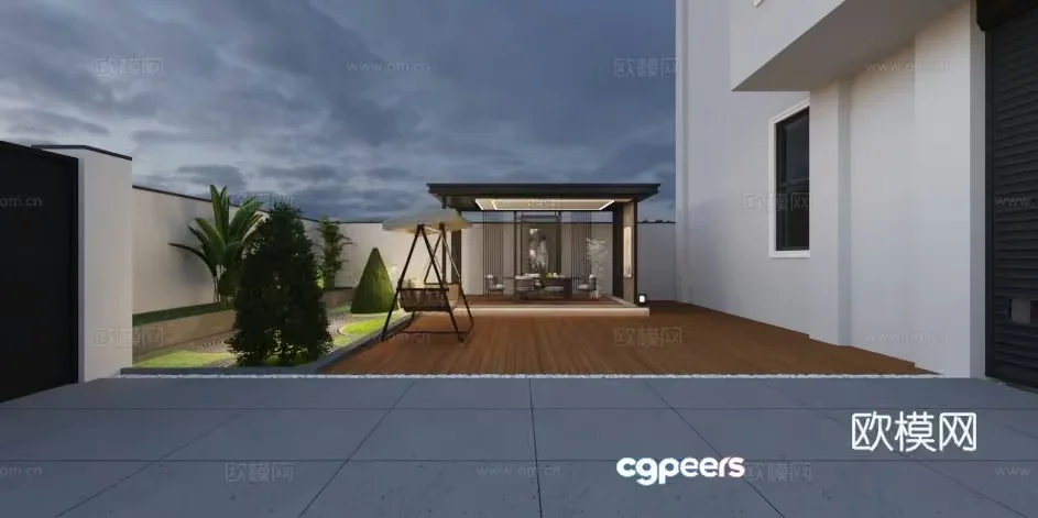 Modern Outdoor Space 3D Model – 10104 – VRAY Render