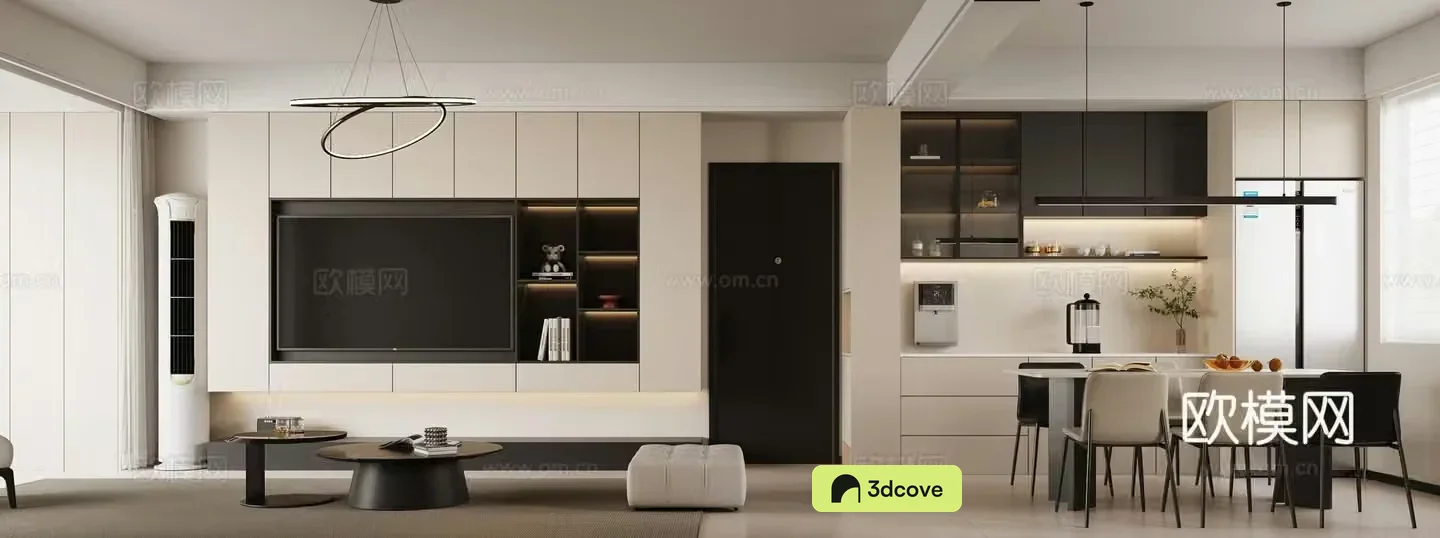 Modern minimalist living restaurant
