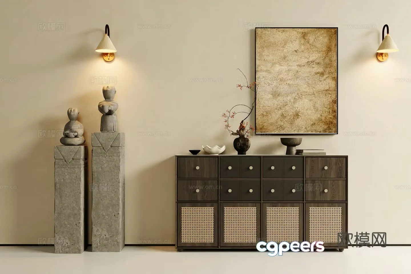 3D model of medieval end view entrance cabinet