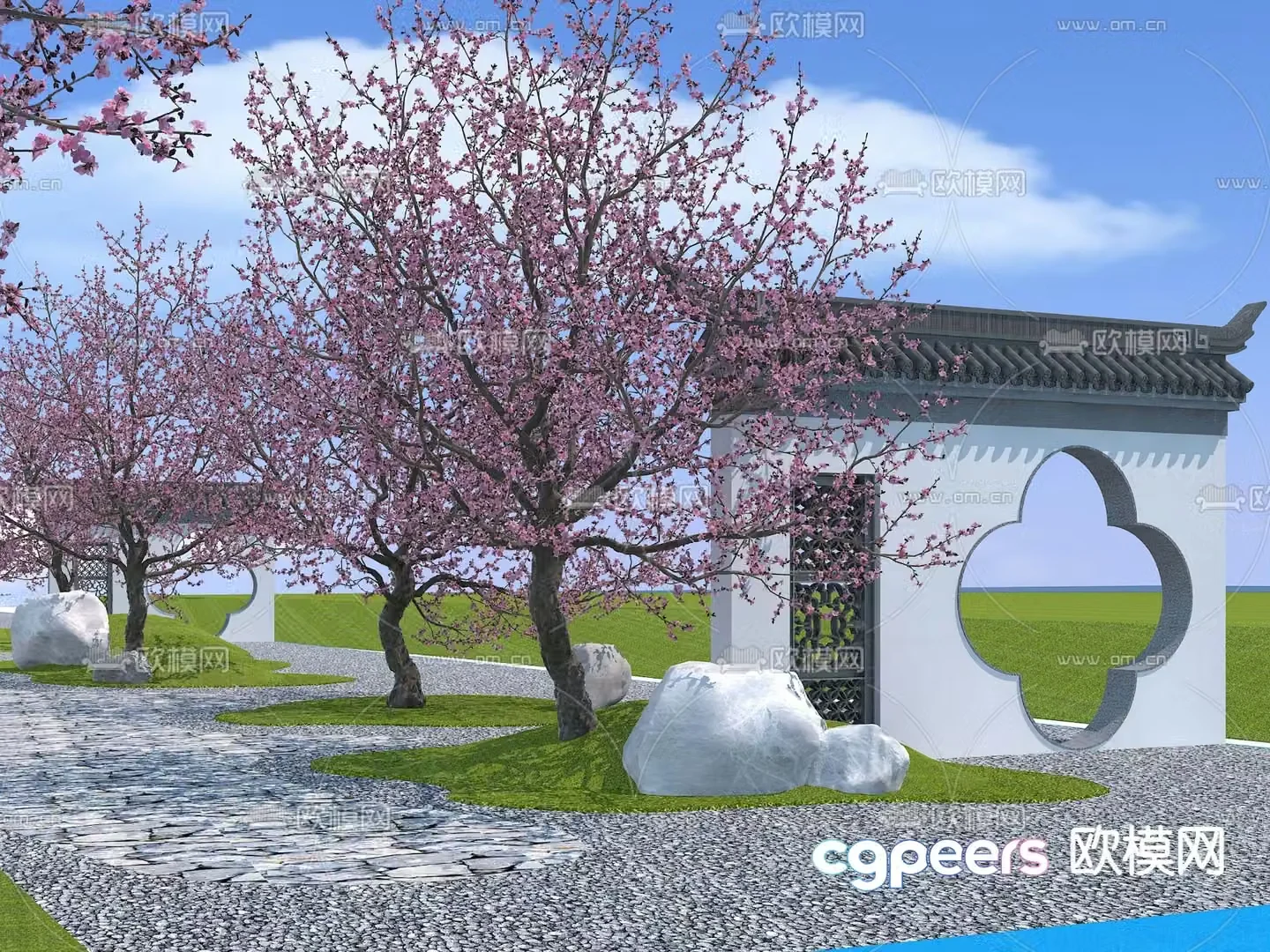 Plum Garden Plum Blossom Scenery Wall 3D Model