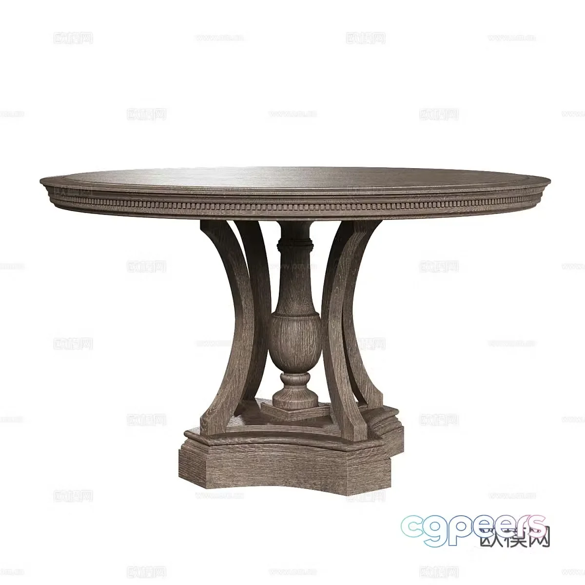 American OM solid wood round dining table 3D model