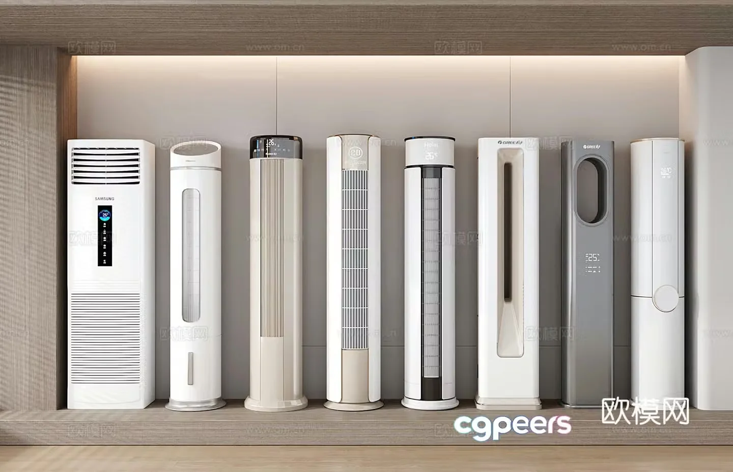 Modern vertical air conditioner Vertical cabinet heating and cooling air conditioner Cylindrical cabinet 3D model