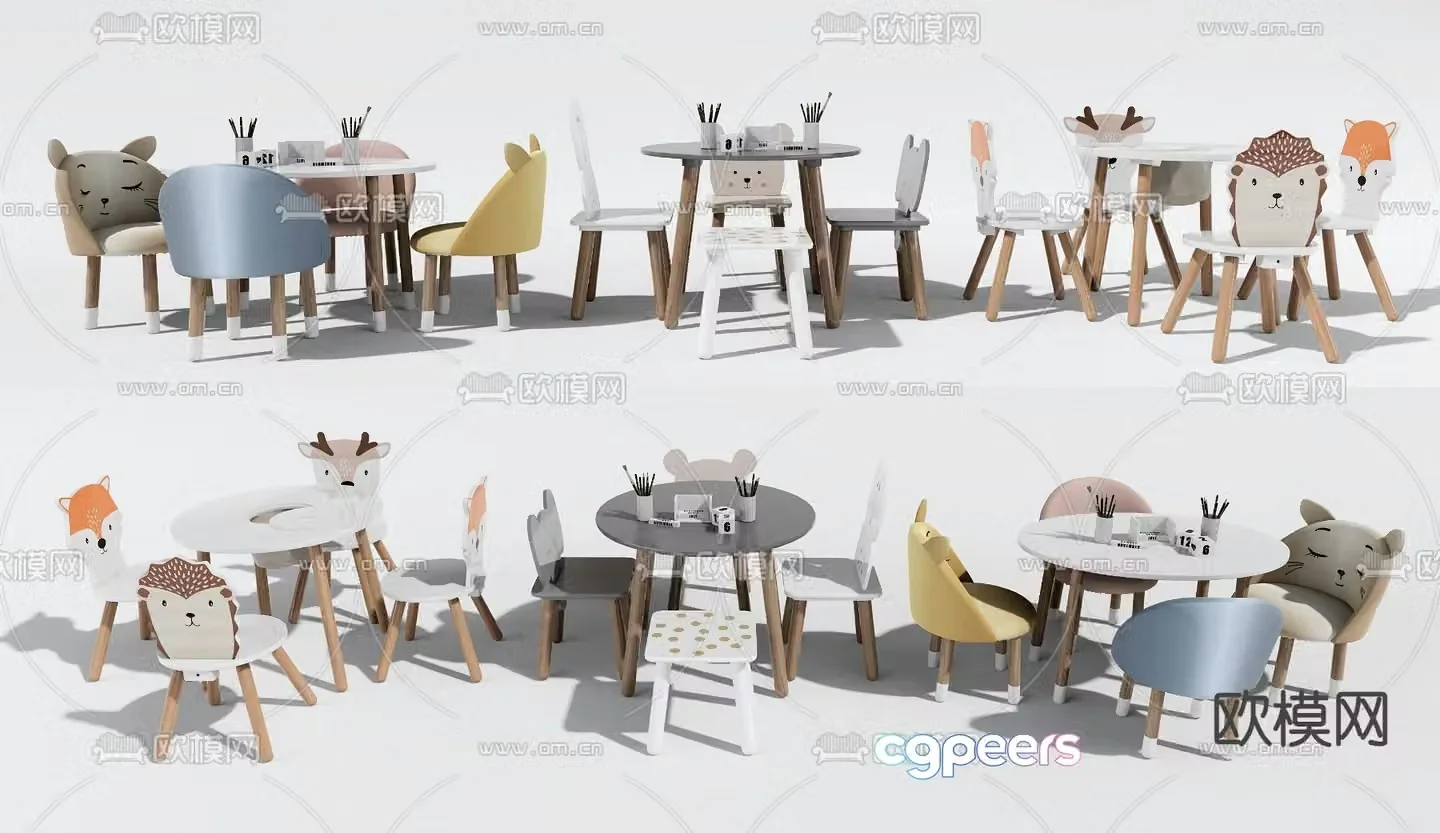 Children’s table and chair 3d model