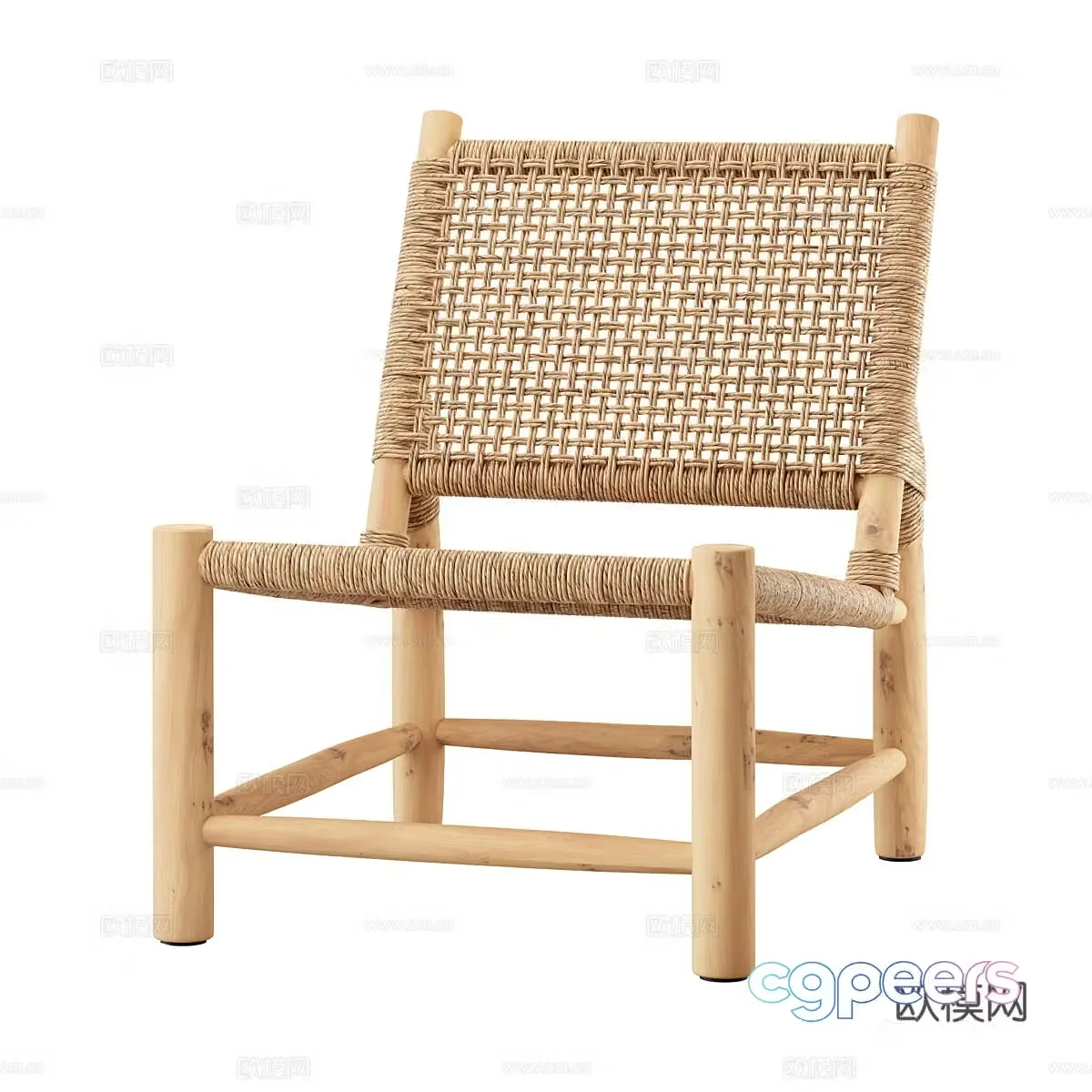 Nordic simple single chair rattan chair simple chair living room chair dining chair 3d model