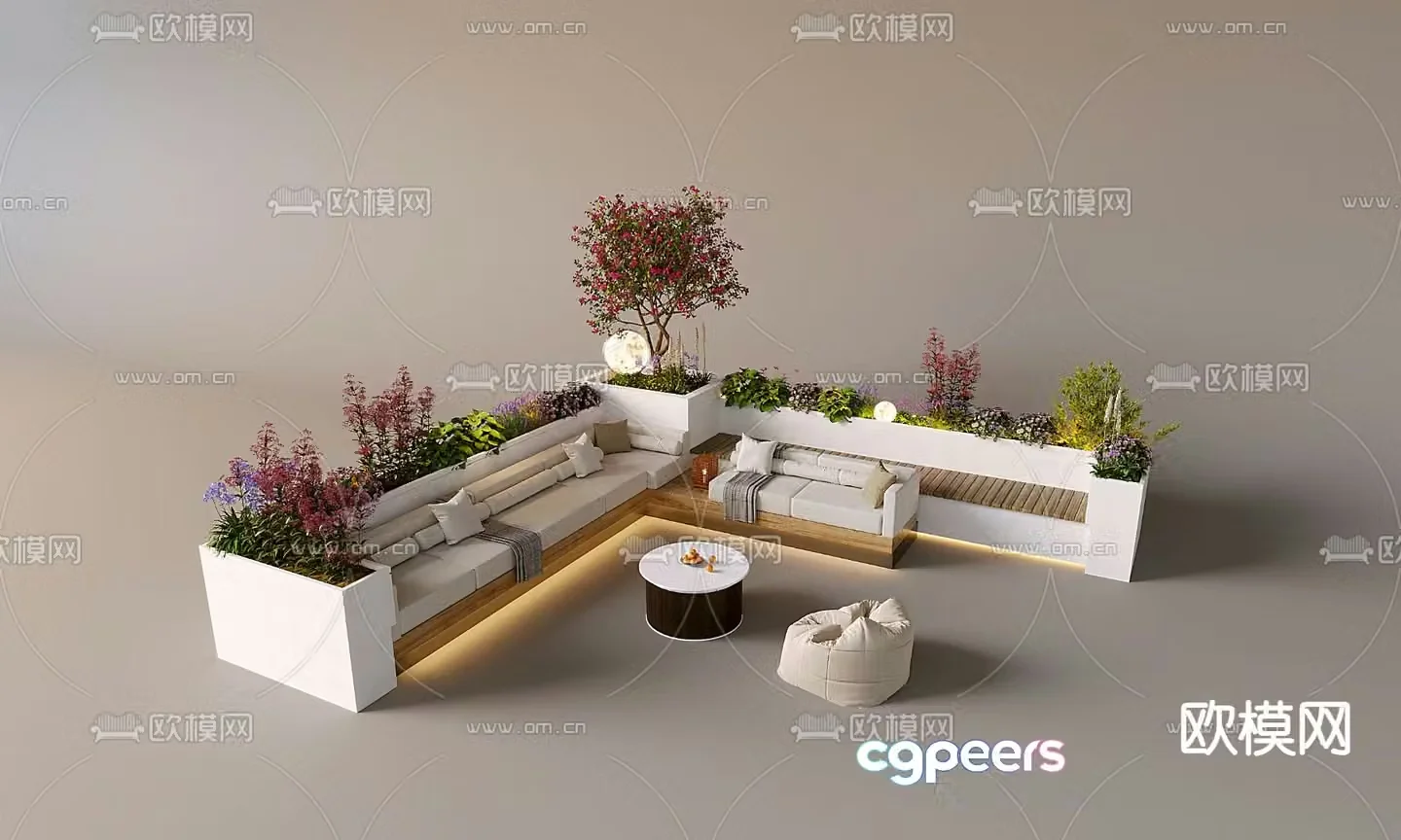 Courtyard seat patio sofa card seat sofa 3D model