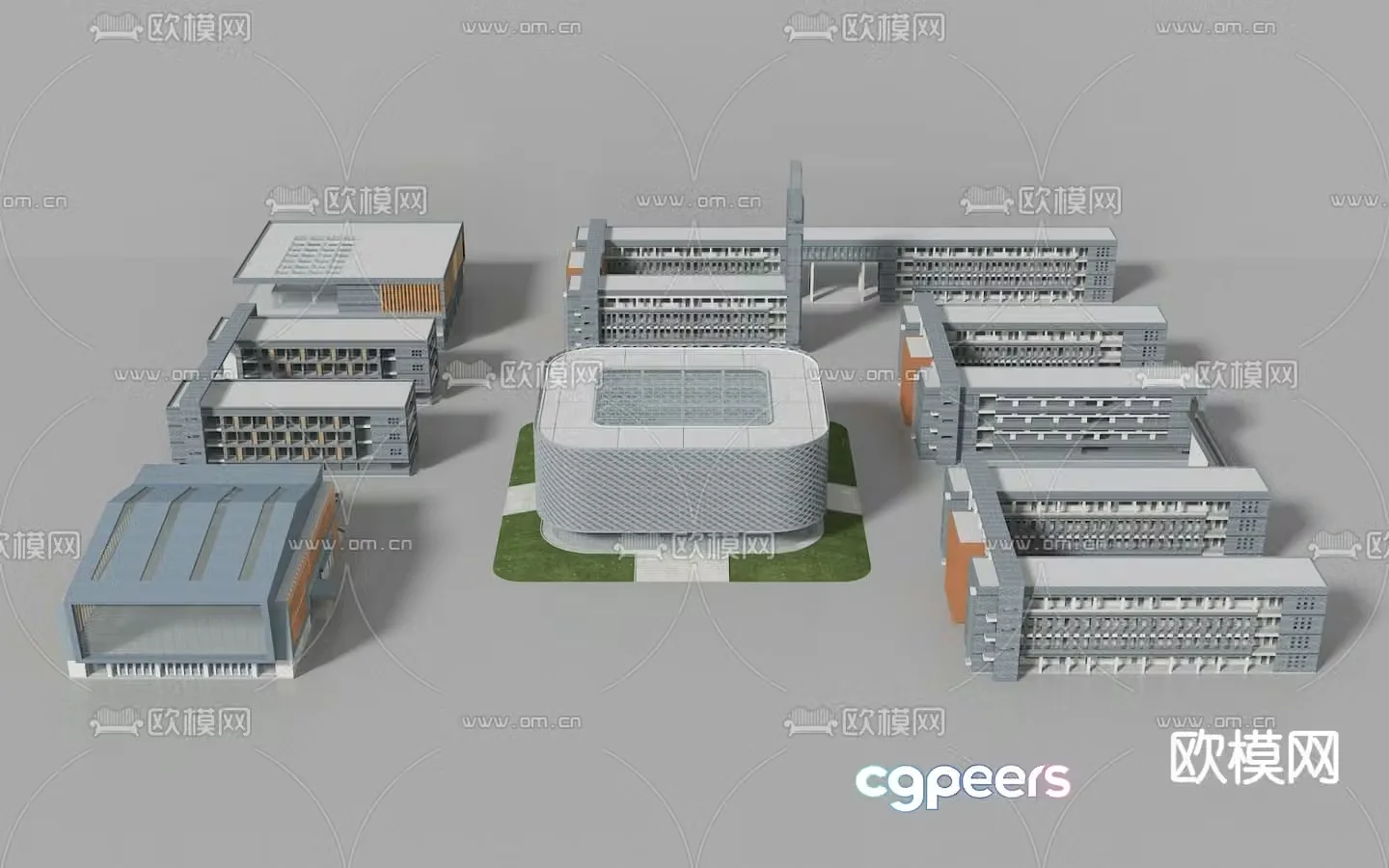 Teaching building gymnasium dormitory building 3D model