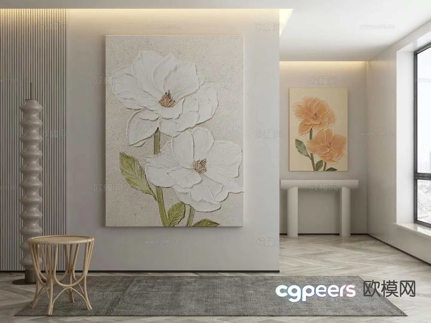 Modern flower painting decorative painting 3d model