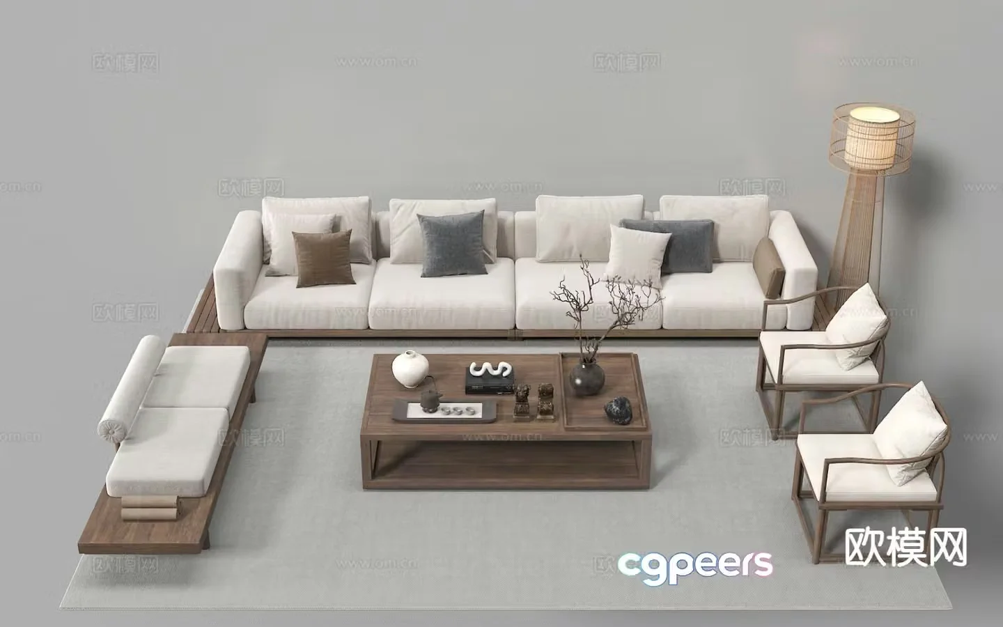 New Chinese style modular sofa 3d model