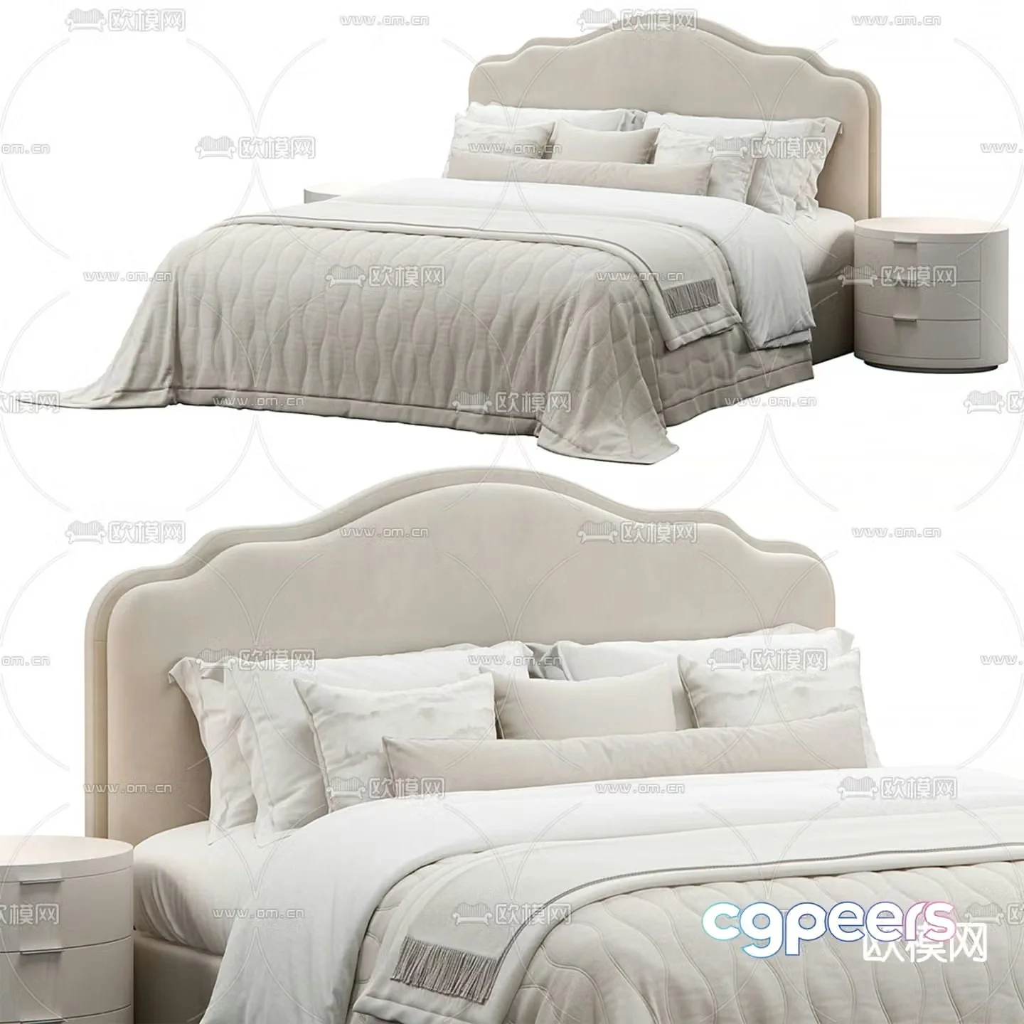 Modern double bed 3d model