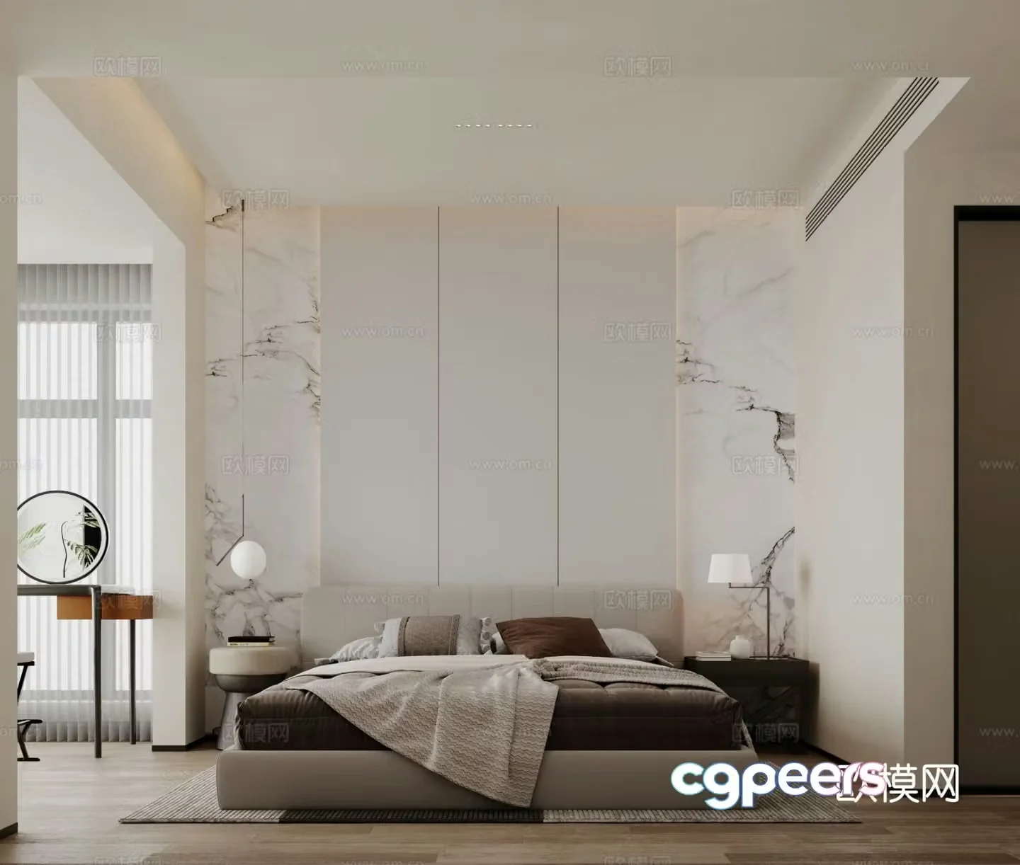Modern minimalist bedroom second bedroom study 3D model