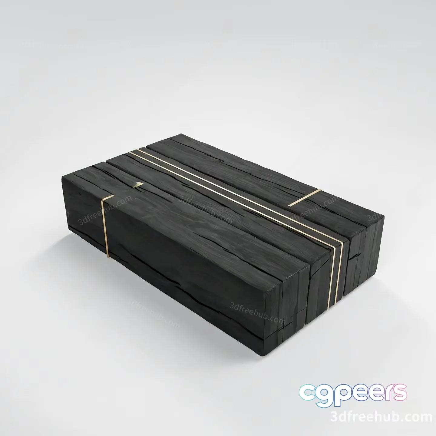A Wooden Box With Gold Accents 3D Model – 21522 – VRAY Render