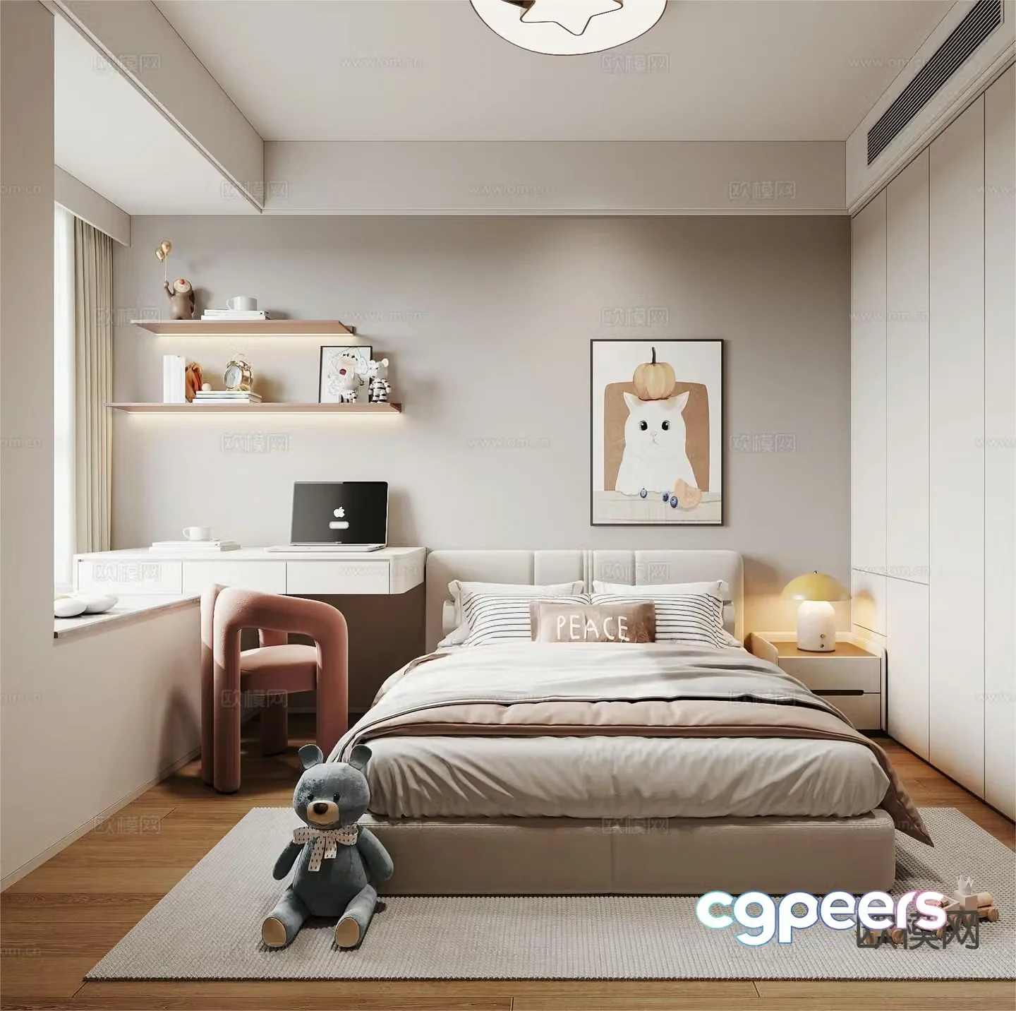 Modern children’s room girl’s room 3d model