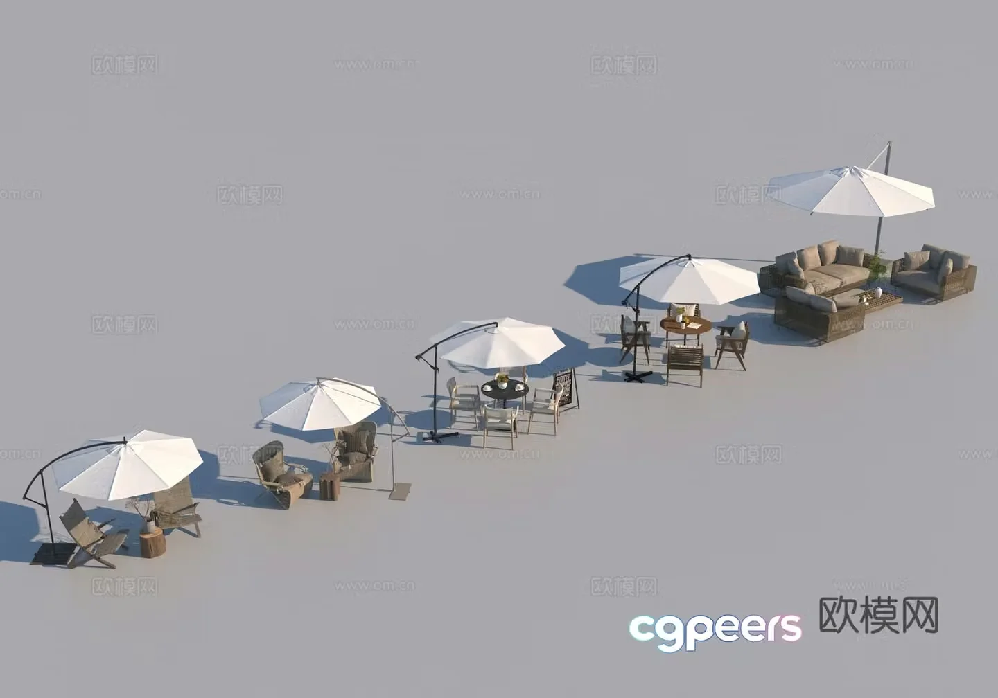 Modern leisure parasol seat parasol collection 3D model