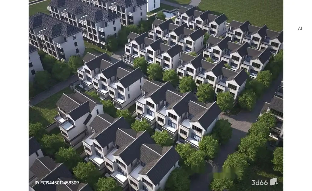 Aerial View Of A Neighborhood 3D Model – 4283 – VRAY Render
