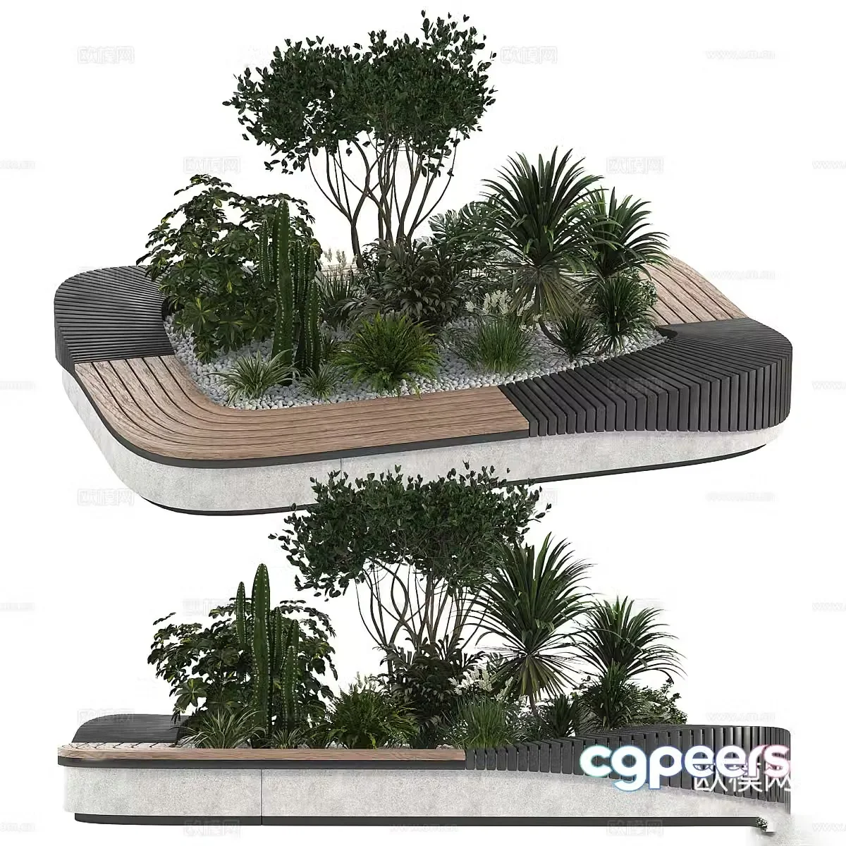 Park landscape Park bench 3d model