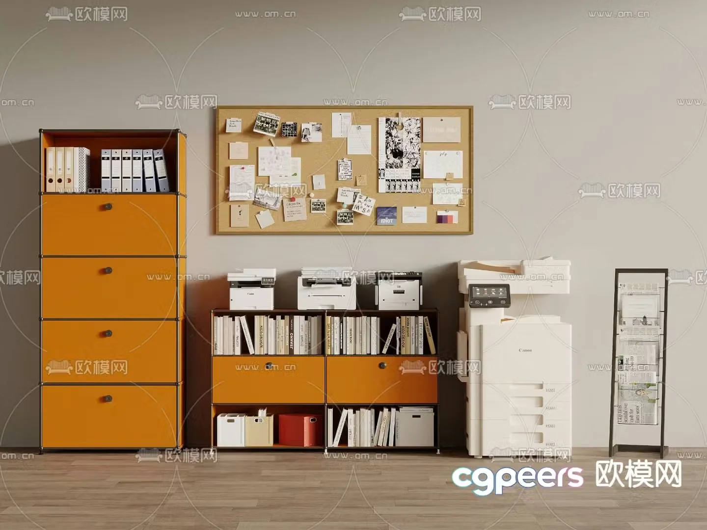 File cabinet printer office supplies 3d model