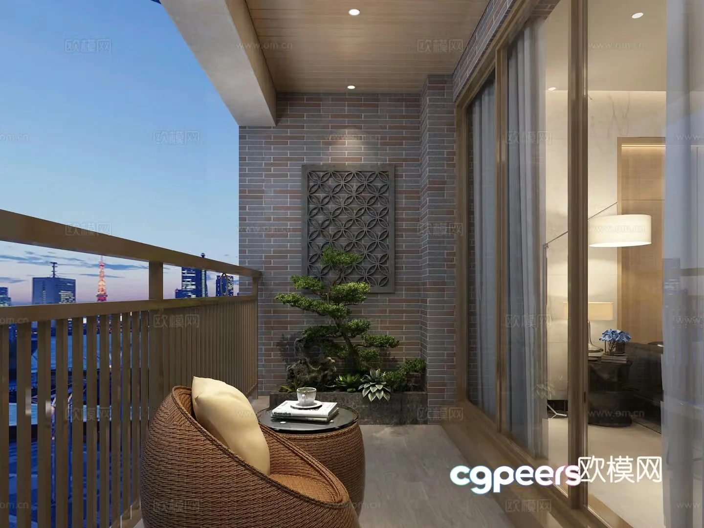 Balcony Welcoming Pine 3D Model