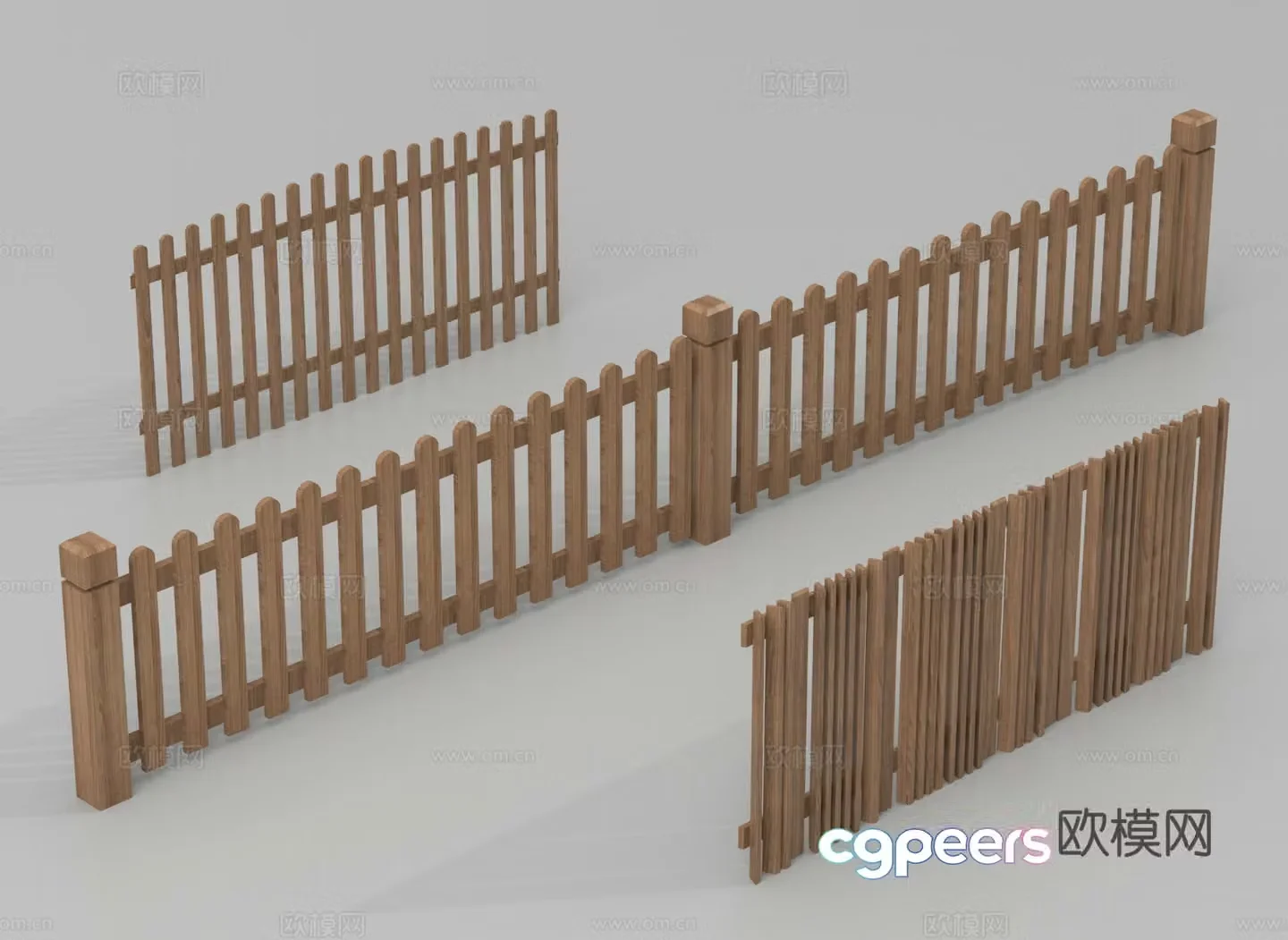 Guardrail Wooden Fence Railing 3d Model