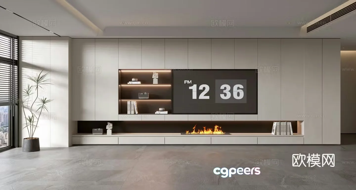 Modern TV background wall 3d model