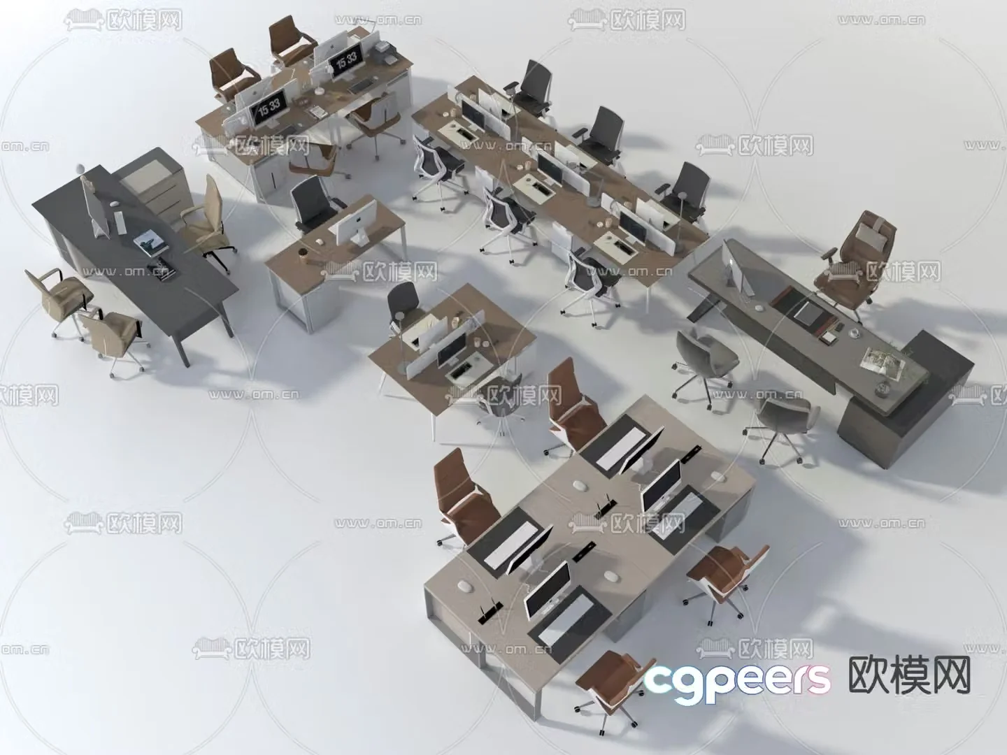 Card space desk work station post 3d model