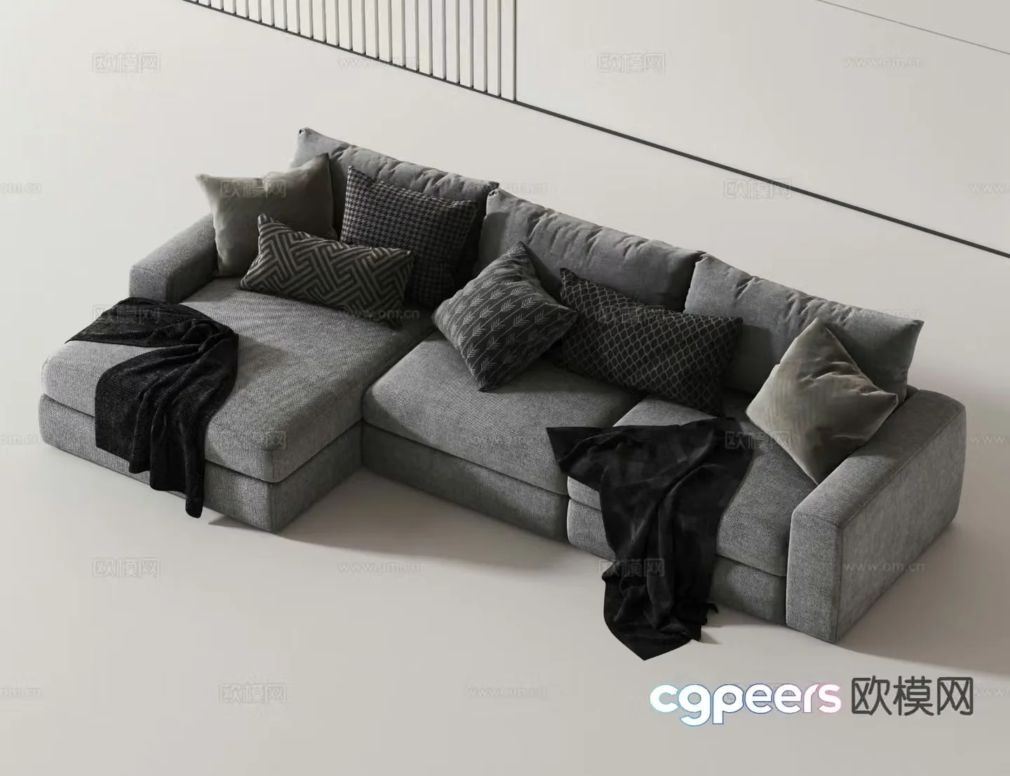 Modern multi-seater sofa 3d model