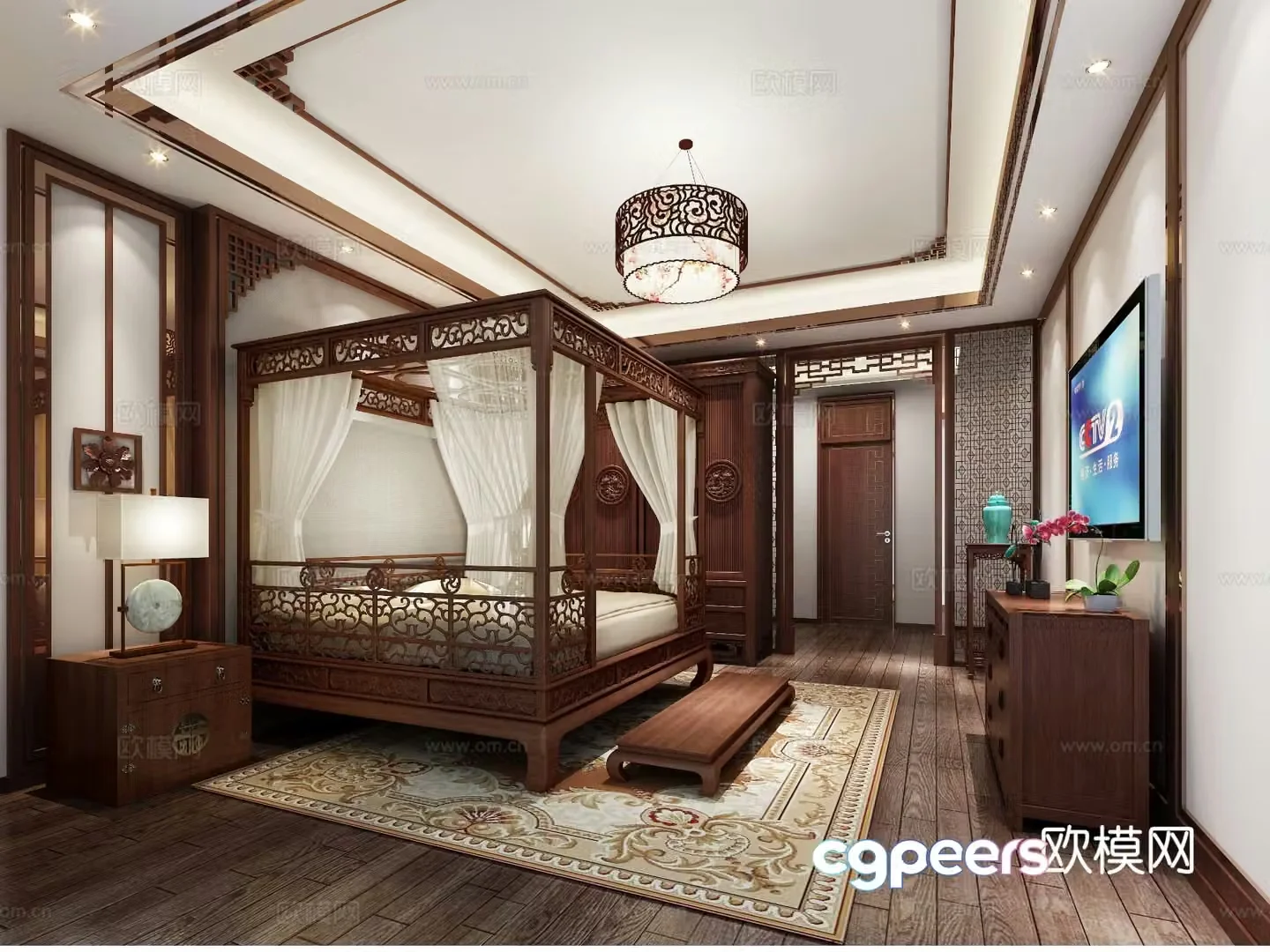 Chinese style bedroom master bedroom 3d model