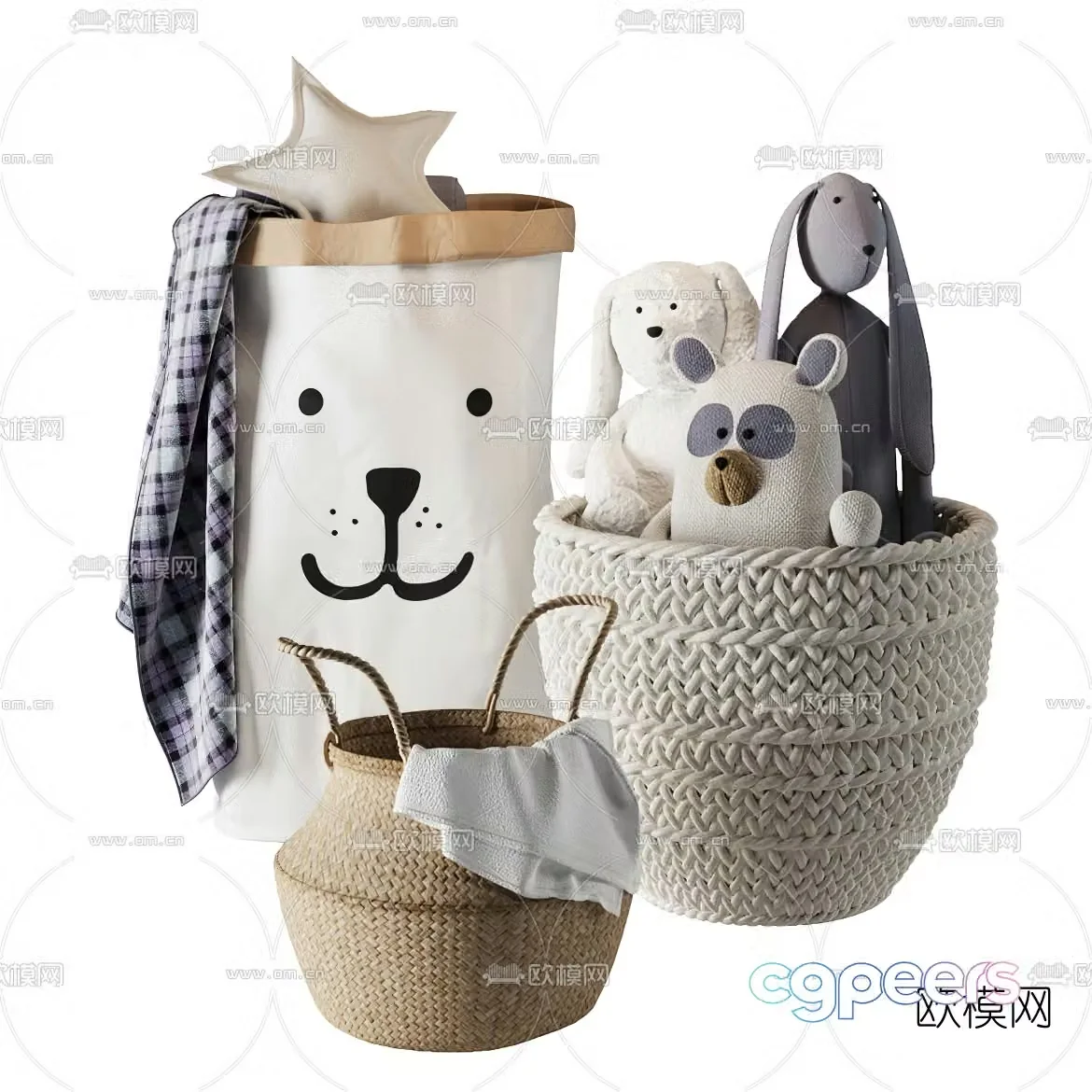 Modern children’s doll storage basket 3D model
