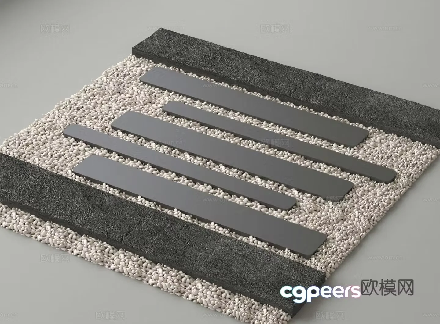 Landscape Garden Road Tingbu Park Tingbu Floor Paving Bluestone 3D Model