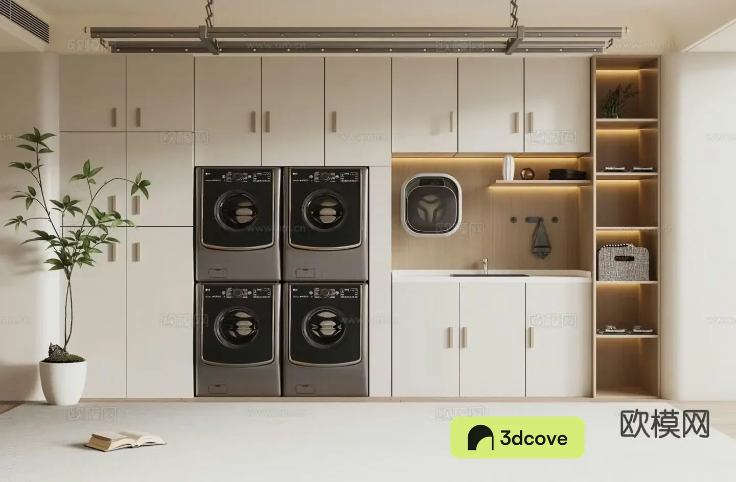 Cream style laundry closet laundry room