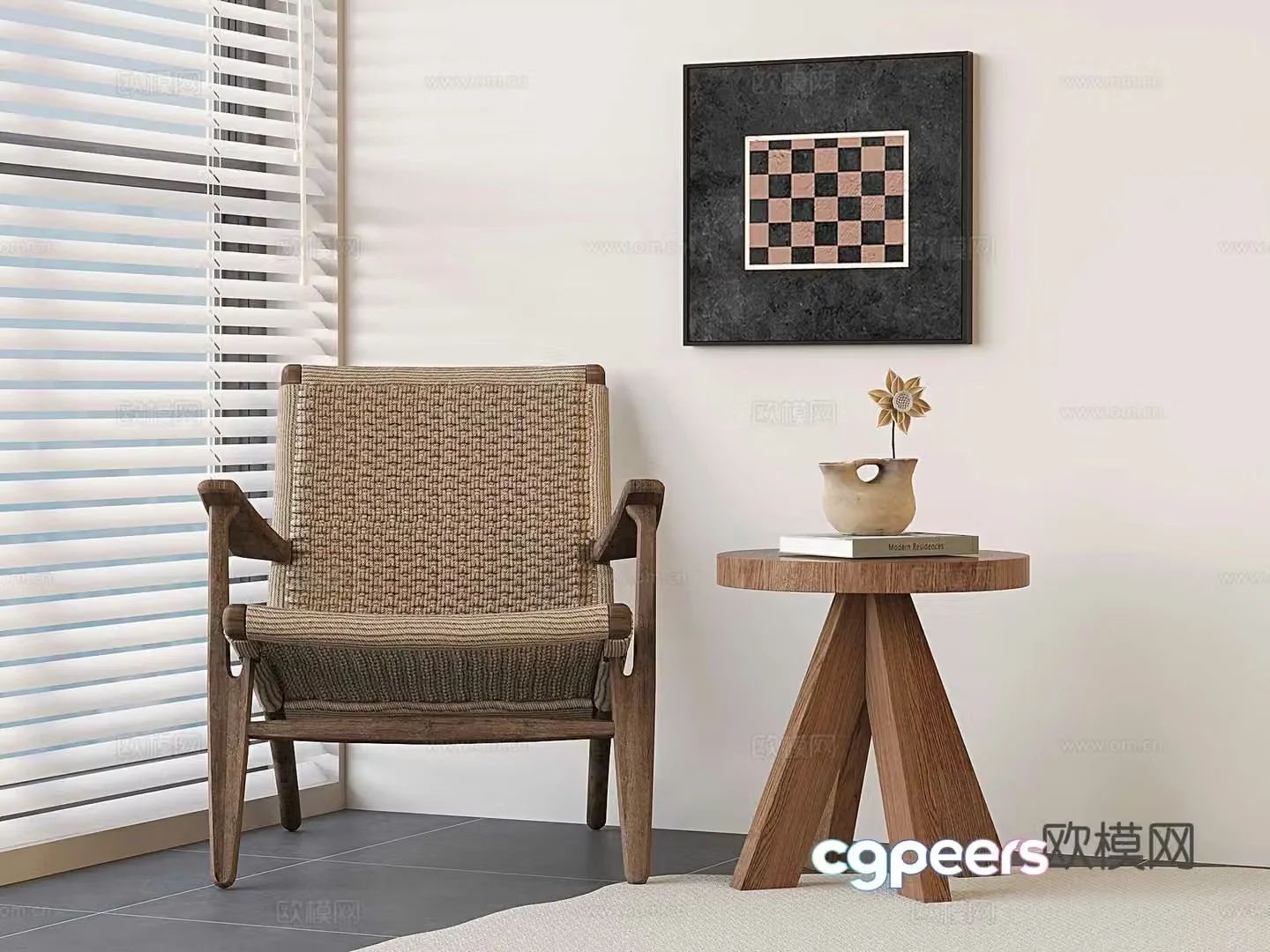 Medieval style leisure chair rattan chair 3d model