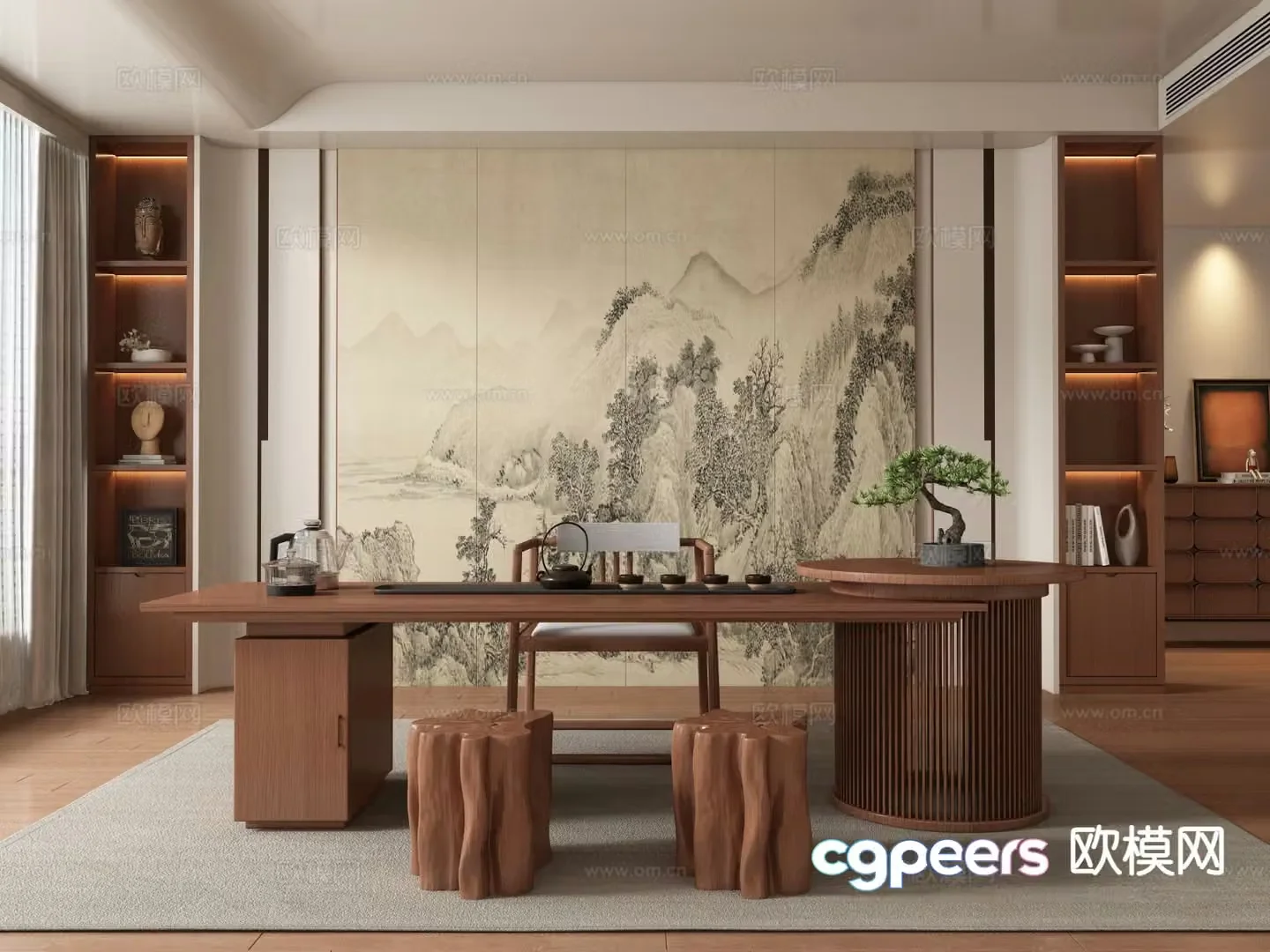 New Chinese style tea room tea tasting area 3D model