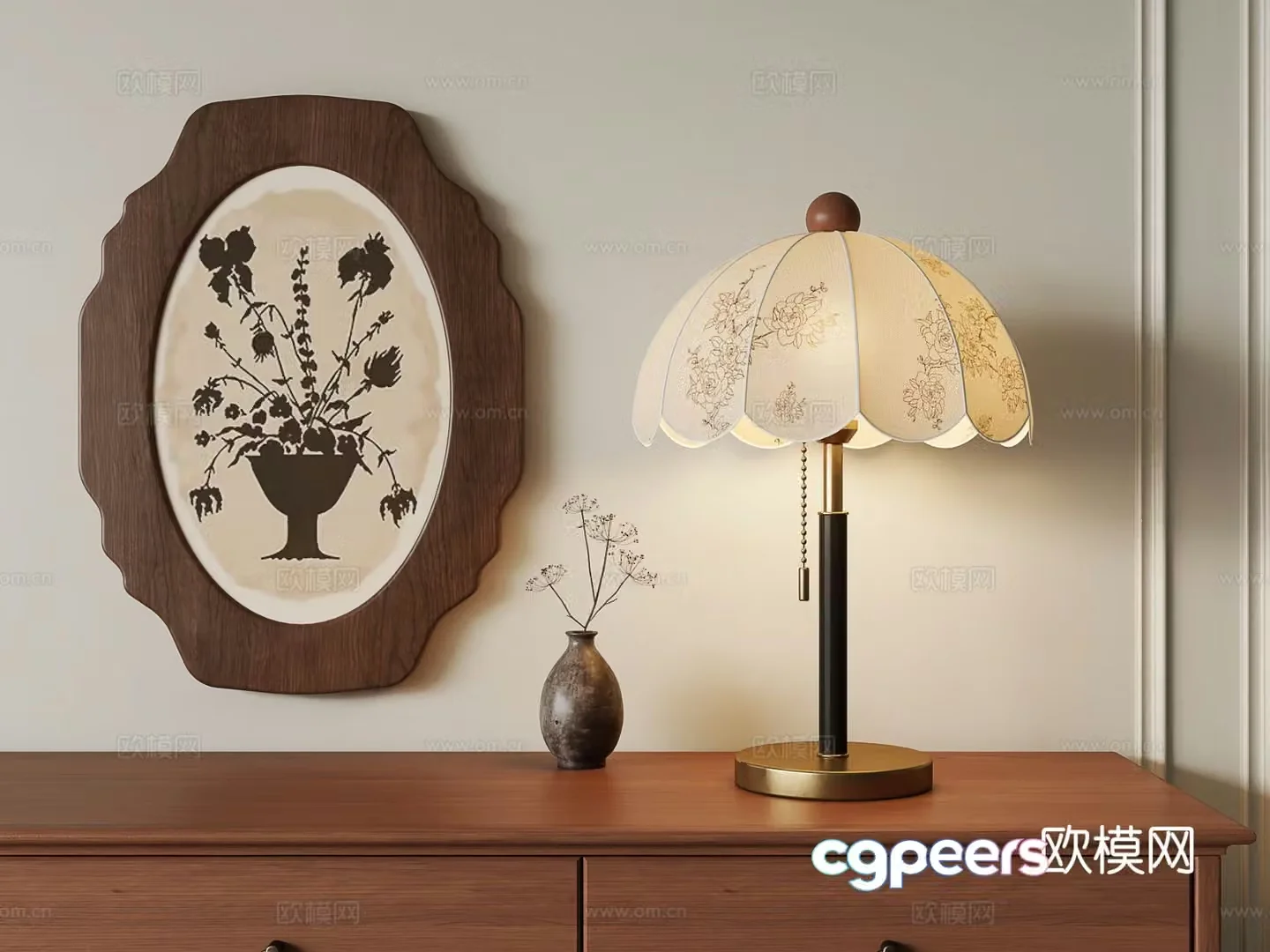 Medieval style table lamp bedside table lamp 3d model