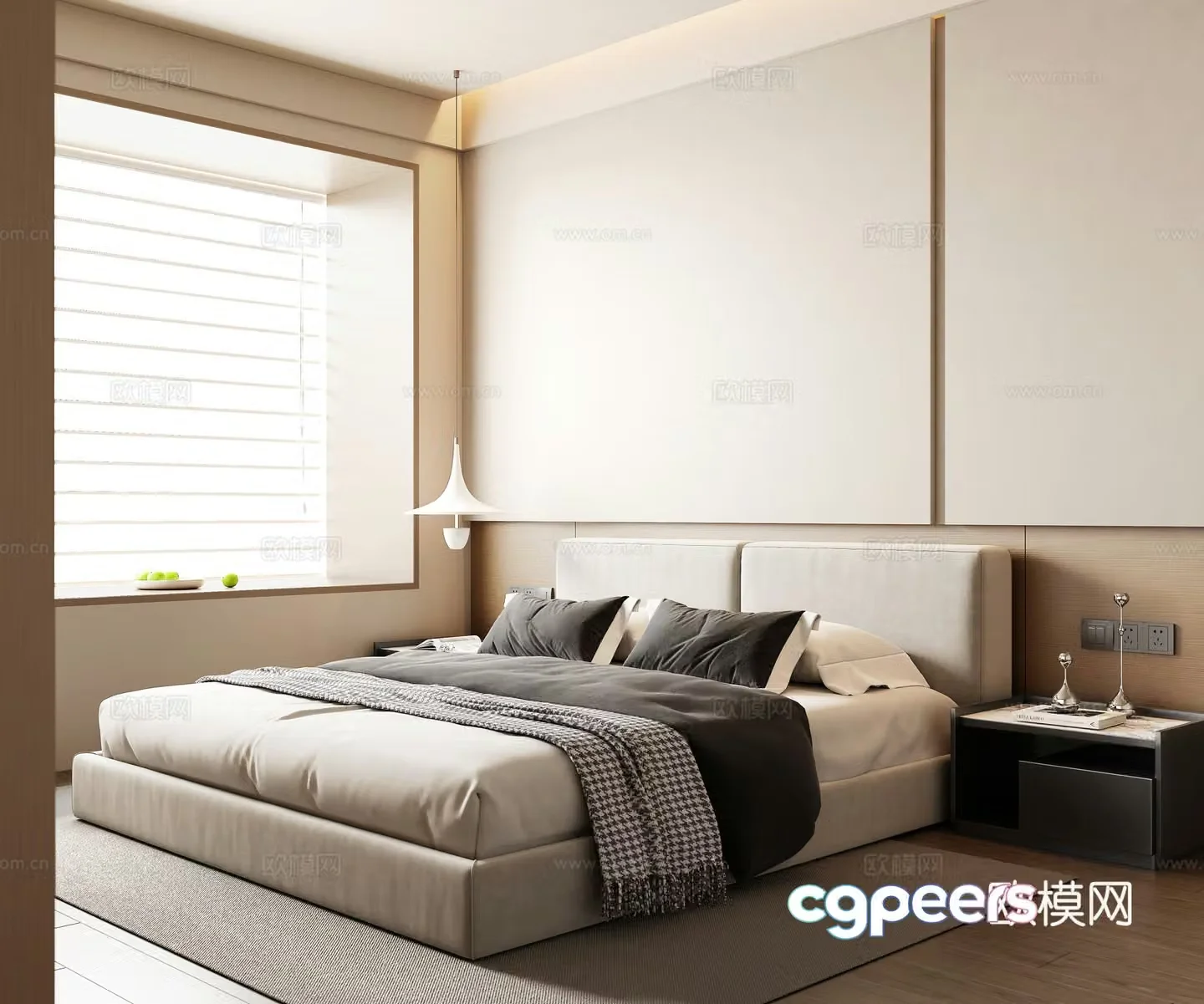 Modern minimalist bedroom 3d model