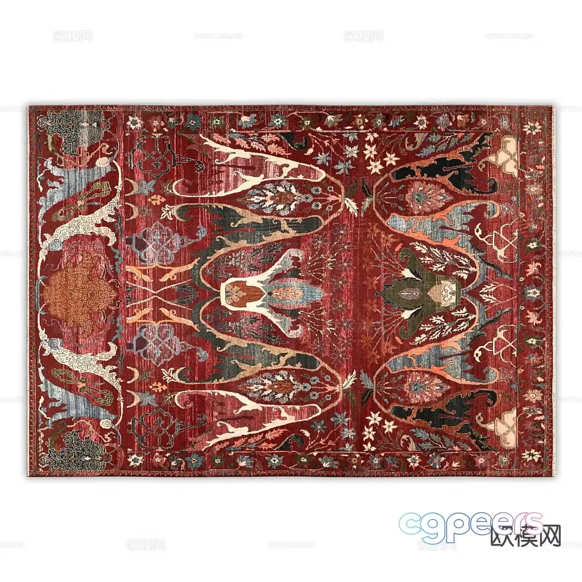 Ethnic style carpet square carpet 3d model