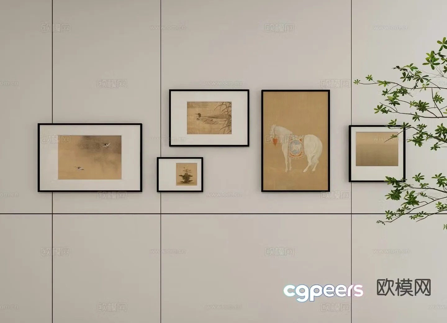 New Chinese style ink painting art painting decorative painting 3d model