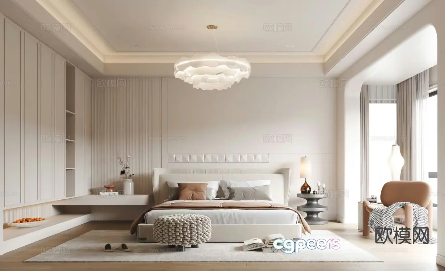 Cream style bedroom master bedroom 3d model
