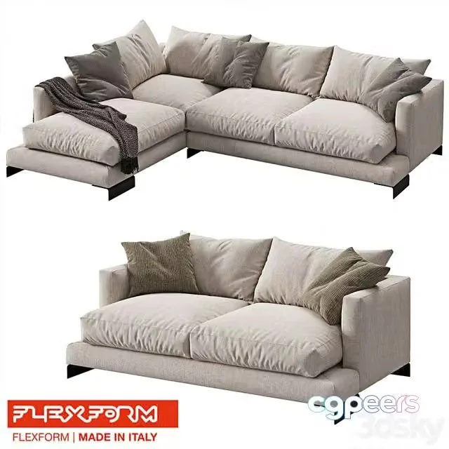 3ds Max Free – FLEXFORM LONG ISLAND 2 sofas