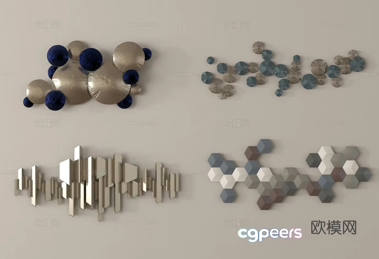 Geometric wall decoration metal hanging decoration three-dimensional wall decoration 3D model