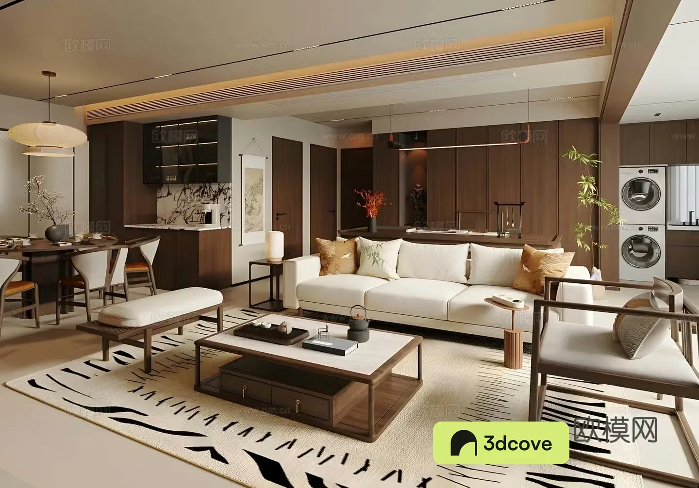 New Chinese Zen Living Restaurant Song Style Aesthetic Living Restaurant Sofa Coffee Table Combination