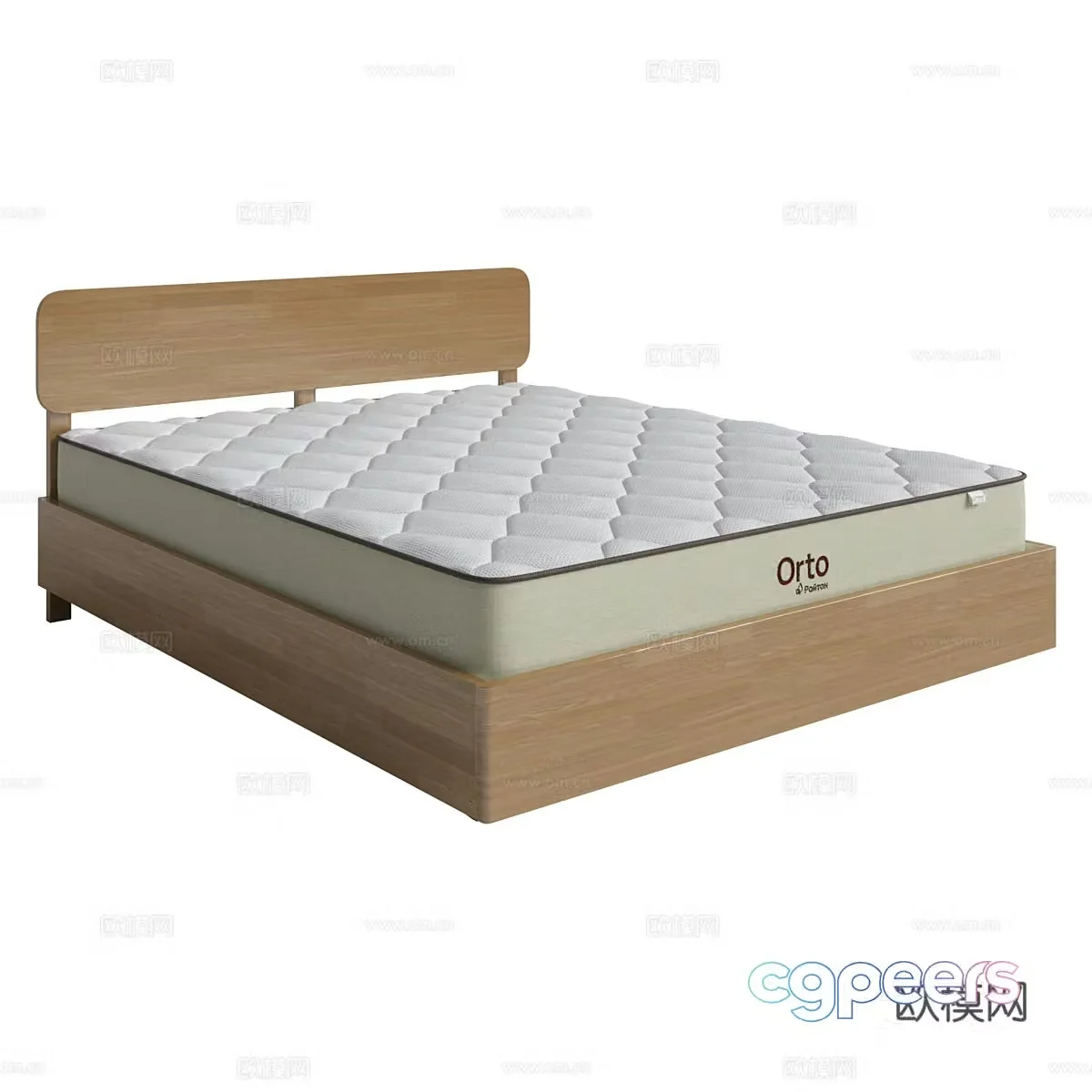 Nordic simple double bed double bed simple bed bedroom bed pillow 3d model
