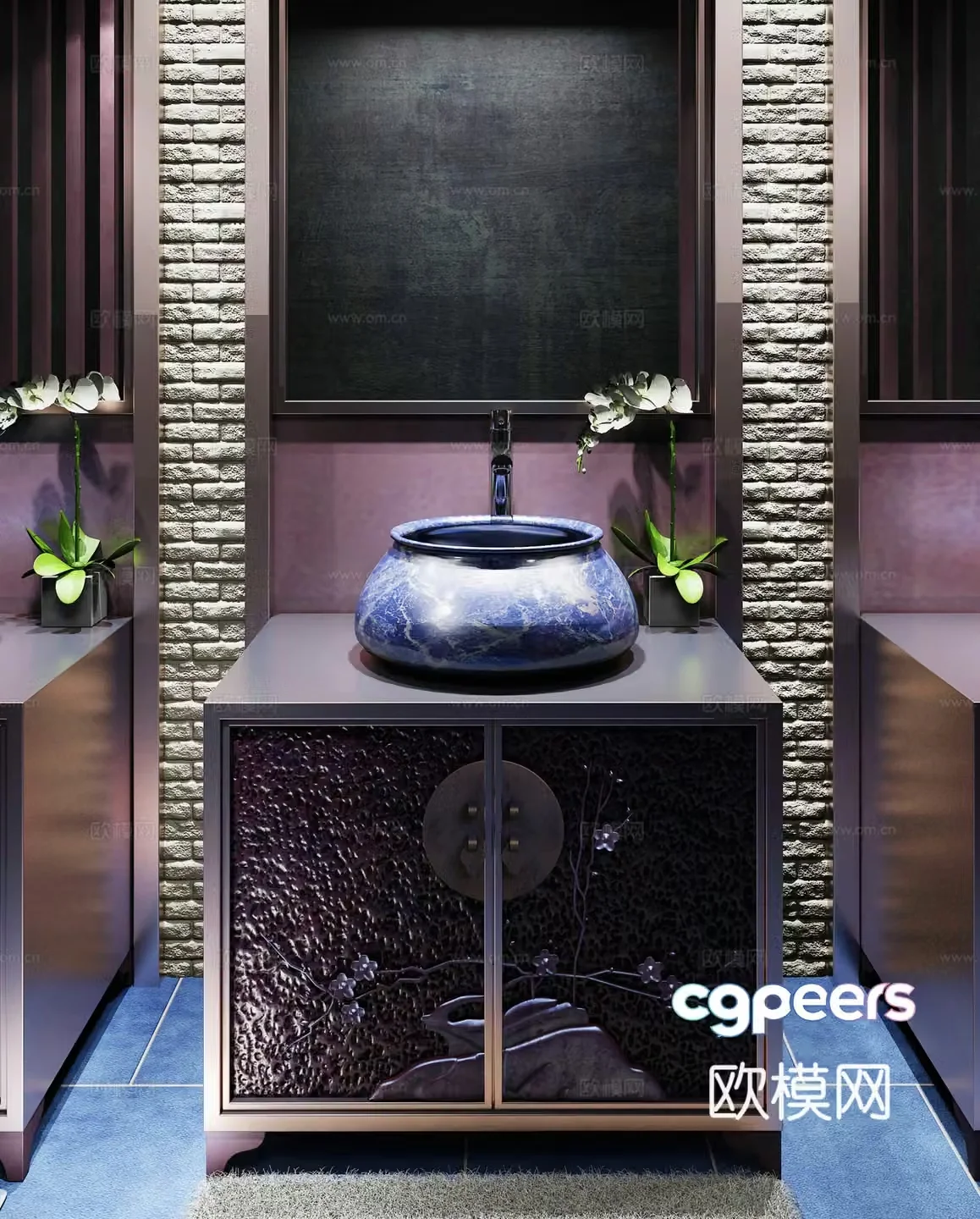 New Chinese bathroom basin cabinet 3D model