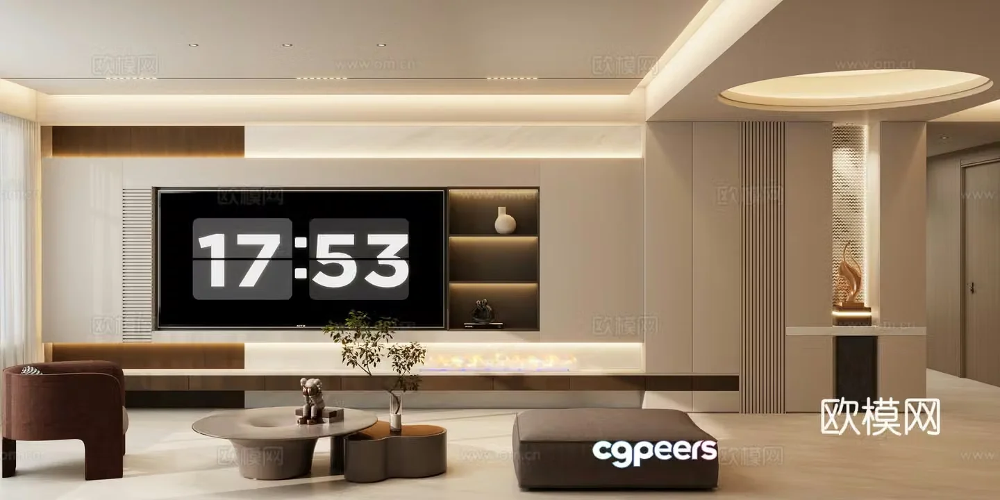 Italian TV background wall 3D model