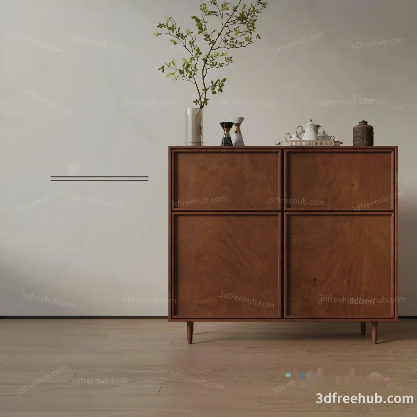 Mid-Century Modern Dresser 3D Model – 18967 – VRAY Render