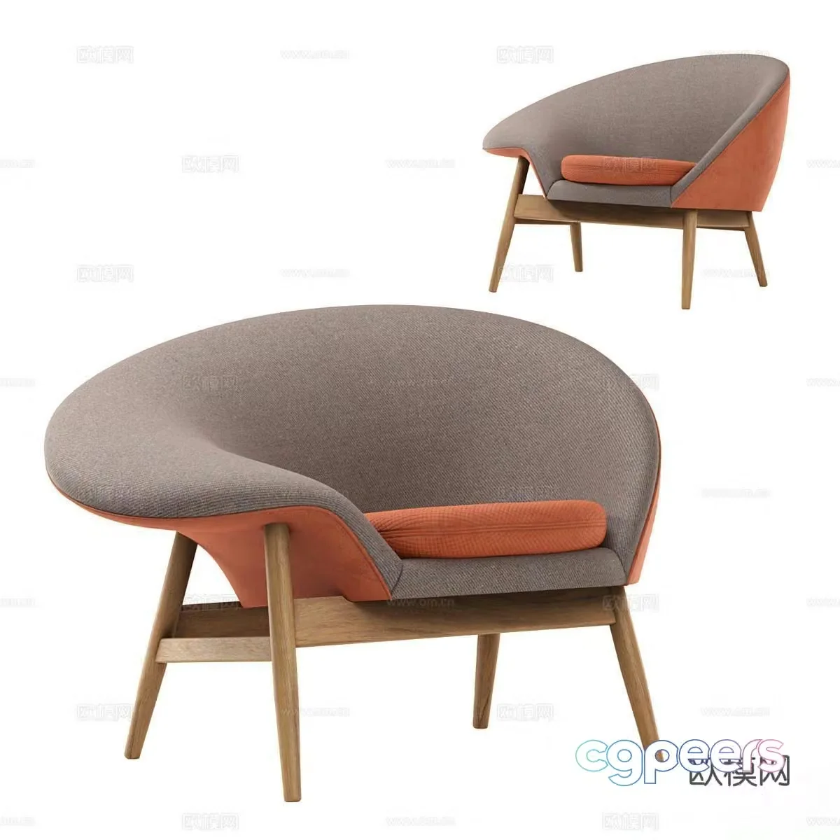 Hans Olsen Modern minimalist fabric lounge chair Armchair recliner 3d model